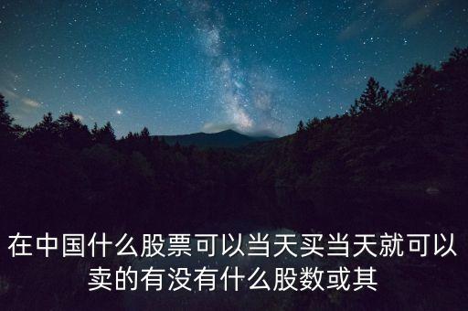 在中國什么股票可以當天買當天就可以賣的有沒有什么股數(shù)或其