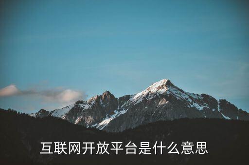 互聯(lián)網(wǎng)開放平臺是什么意思