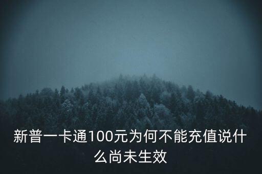 新普一卡通為什么不能沖，新普一卡通100元為何不能充值說什么尚未生效