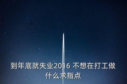 2016失業(yè)潮做些什么，到年底就失業(yè)2016 不想在打工做什么求指點