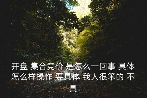 什么是開盤集合競價，股票開盤前會集合竟價是什么意思