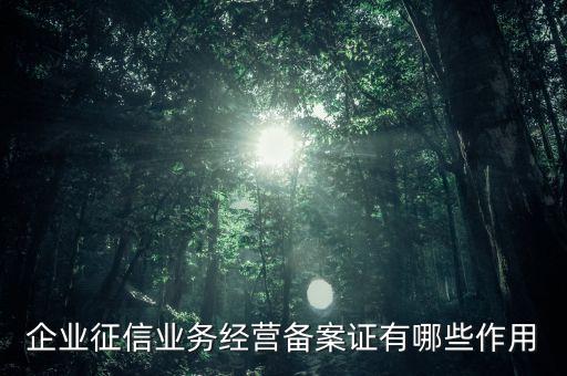企業(yè)征信業(yè)務(wù)經(jīng)營備案證有什么用，中國人民銀行機構(gòu)信用代碼證有什么作用