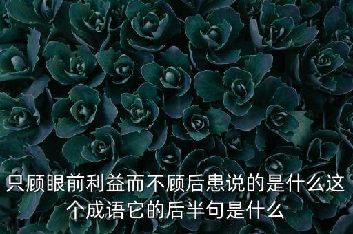 只顧眼前利益而不顧后患說的是什么這個成語它的后半句是什么