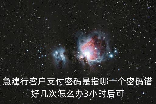 建行e付卡密碼是什么，急建行客戶(hù)支付密碼是指哪一個(gè)密碼錯(cuò)好幾次怎么辦3小時(shí)后可