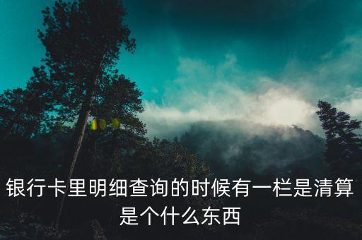 什么是銀行卡清算，銀行卡里明細查詢的時候有一欄是清算是個什么東西