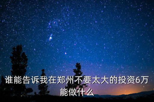 鄭州中研金融干什么的，誰能告訴我在鄭州不要太大的投資6萬能做什么
