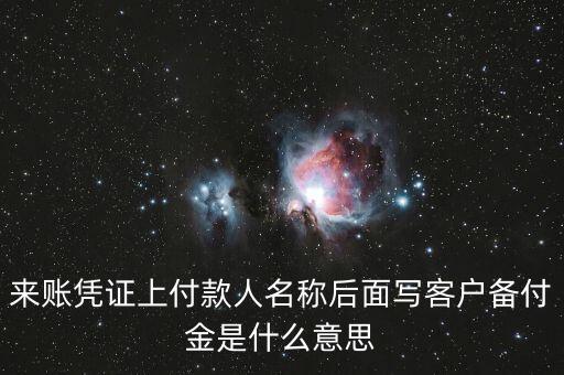 來(lái)賬憑證上付款人名稱后面寫客戶備付金是什么意思
