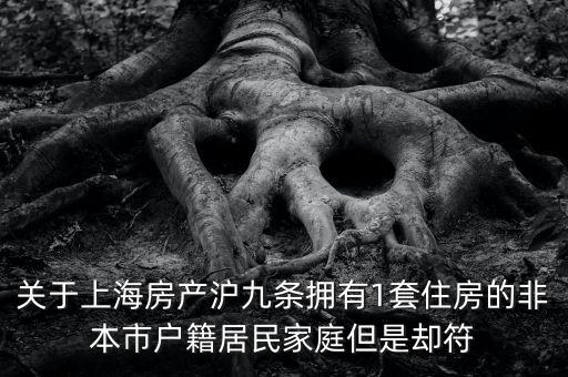 滬九條新政是什么，關(guān)于上海房產(chǎn)滬九條擁有1套住房的非本市戶籍居民家庭但是卻符