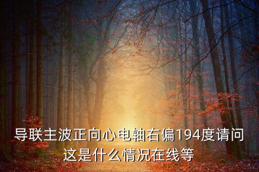 導(dǎo)聯(lián)主波正向心電軸右偏194度請(qǐng)問這是什么情況在線等
