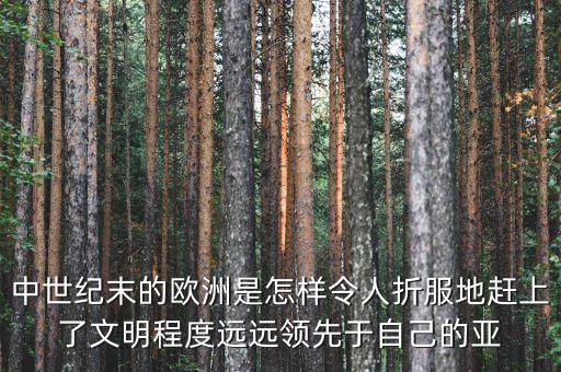 中世紀(jì)末的歐洲是怎樣令人折服地趕上了文明程度遠遠領(lǐng)先于自己的亞