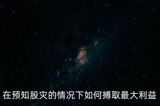 在預知股災的情況下如何搏取最大利益