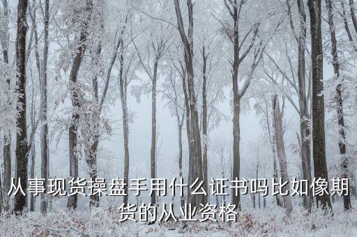 從事現(xiàn)貨操盤手用什么證書嗎比如像期貨的從業(yè)資格