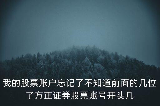 方正證券股票帳號開頭是什么，證券中 ABCD字頭賬號分別代表什么