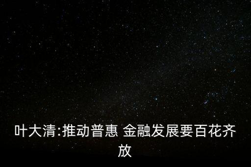 葉大清:推動普惠 金融發(fā)展要百花齊放
