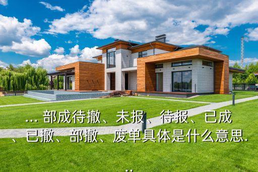 ... 部成待撤、未報(bào)、待報(bào)、已成、已撤、部撤、廢單具體是什么意思...