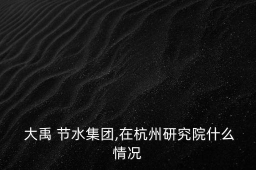 大禹 節(jié)水集團(tuán),在杭州研究院什么情況