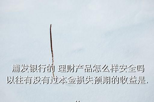  浦發(fā)銀行的 理財(cái)產(chǎn)品怎么樣安全嗎以往有沒有過(guò)本金損失預(yù)期的收益是...