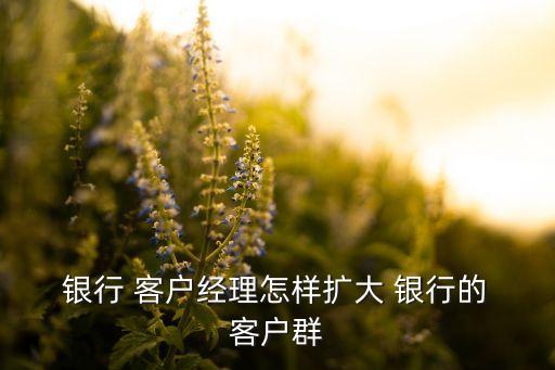  銀行 客戶(hù)經(jīng)理怎樣擴(kuò)大 銀行的 客戶(hù)群