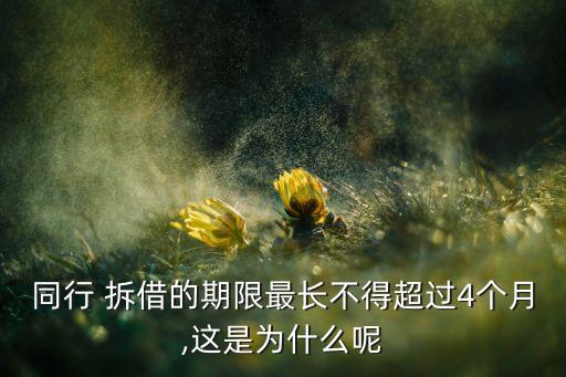 同行 拆借的期限最長不得超過4個月,這是為什么呢