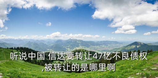 聽(tīng)說(shuō)中國(guó) 信達(dá)要轉(zhuǎn)讓47億不良債權(quán),被轉(zhuǎn)讓的是哪里啊