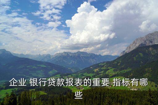 企業(yè) 銀行貸款報(bào)表的重要 指標(biāo)有哪些
