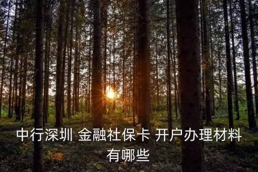 中行深圳 金融社?？?開戶辦理材料有哪些