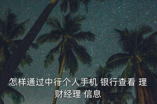 怎樣通過中行個(gè)人手機(jī) 銀行查看 理財(cái)經(jīng)理 信息