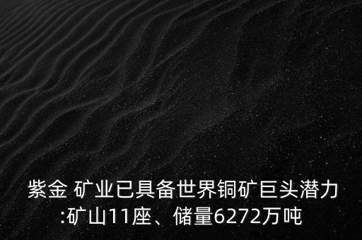  紫金 礦業(yè)已具備世界銅礦巨頭潛力:礦山11座、儲量6272萬噸