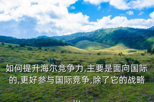 如何提升海爾競(jìng)爭(zhēng)力,主要是面向國際的,更好參與國際競(jìng)爭(zhēng),除了它的戰(zhàn)略...