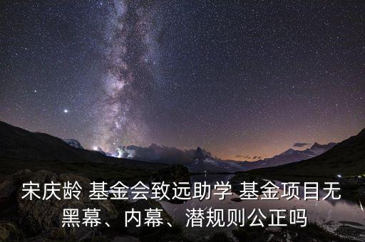 宋慶齡 基金會(huì)致遠(yuǎn)助學(xué) 基金項(xiàng)目無(wú) 黑幕、內(nèi)幕、潛規(guī)則公正嗎
