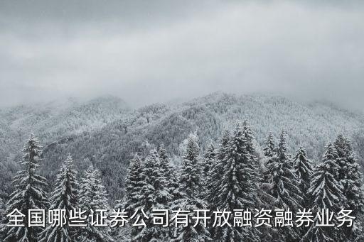 全國哪些證券公司有開放融資融券業(yè)務(wù)