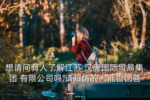 想請(qǐng)問有人了解江蘇 漢唐國(guó)際貿(mào)易集團(tuán) 有限公司嗎,請(qǐng)知情的人能否回答一...