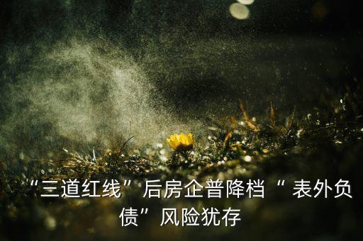 “三道紅線”后房企普降檔“ 表外負債”風(fēng)險猶存