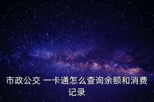 市政公交 一卡通怎么查詢余額和消費(fèi)記錄