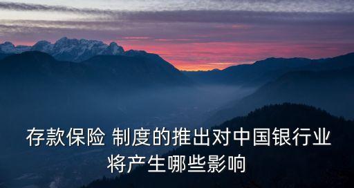  存款保險(xiǎn) 制度的推出對(duì)中國銀行業(yè)將產(chǎn)生哪些影響