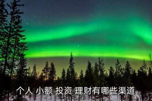 個(gè)人 小額 投資 理財(cái)有哪些渠道