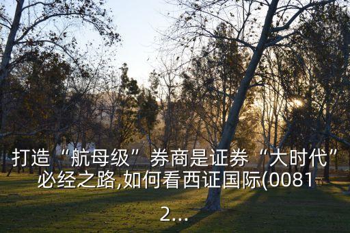 打造“航母級”券商是證券“大時(shí)代”必經(jīng)之路,如何看西證國際(00812...