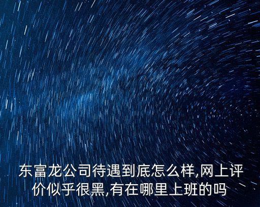  東富龍公司待遇到底怎么樣,網(wǎng)上評價似乎很黑,有在哪里上班的嗎