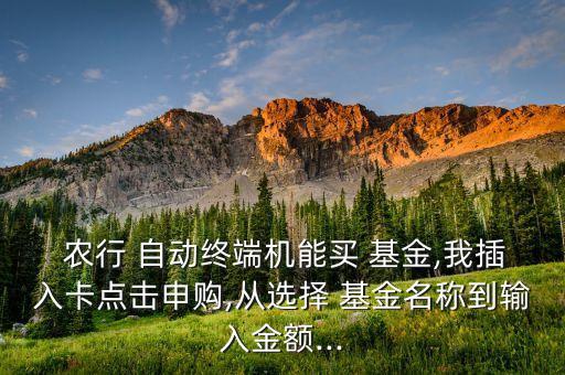 農行卡自動買基金,農行推薦的基金能不能買