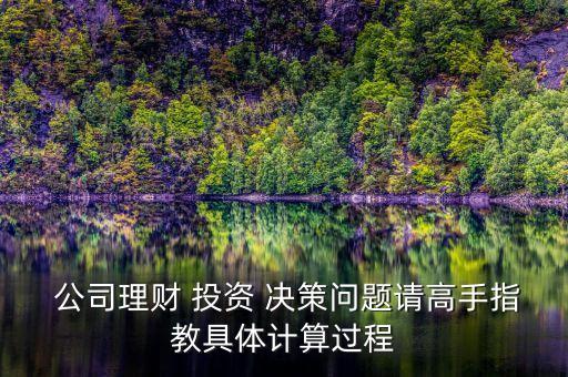 公司金融學(xué)關(guān)于投資決策的題目