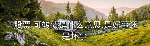  股票 可轉(zhuǎn)債是什么意思,是好事還是壞事