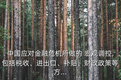 中國(guó)應(yīng)對(duì)金融危機(jī)所做的 宏觀調(diào)控,包括稅收、進(jìn)出口、補(bǔ)貼、財(cái)政政策等方...