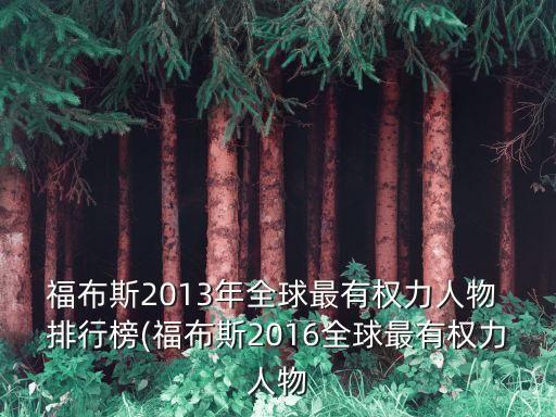 福布斯2013年全球最有權力人物 排行榜(福布斯2016全球最有權力人物
