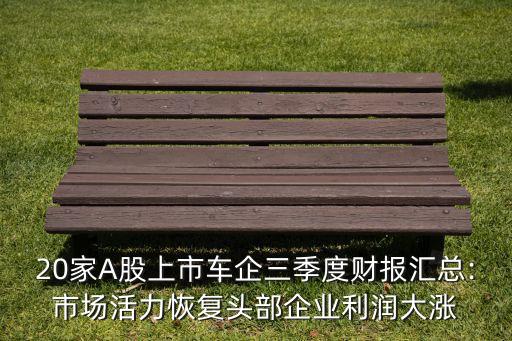 20家A股上市車企三季度財報匯總:市場活力恢復頭部企業(yè)利潤大漲
