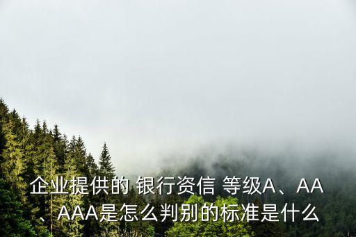 企業(yè)提供的 銀行資信 等級A、AA、AAA是怎么判別的標(biāo)準(zhǔn)是什么
