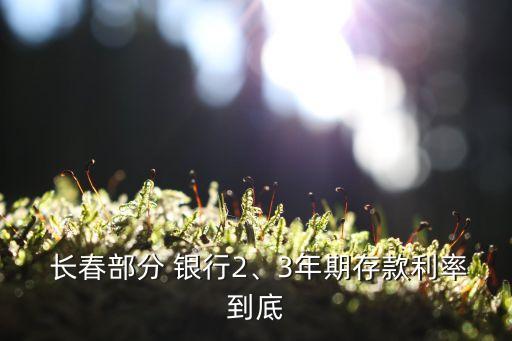  長春部分 銀行2、3年期存款利率到底