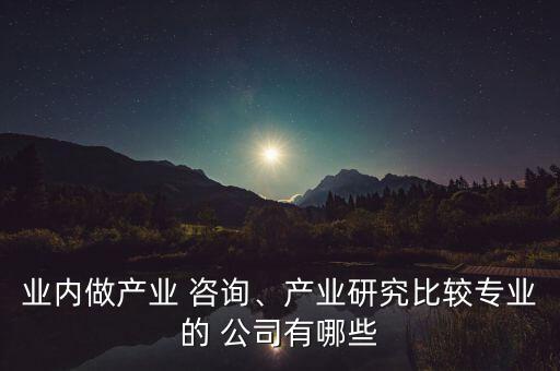 業(yè)內(nèi)做產(chǎn)業(yè) 咨詢(xún)、產(chǎn)業(yè)研究比較專(zhuān)業(yè)的 公司有哪些