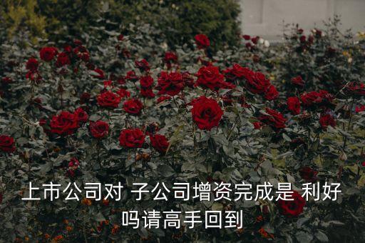 上市公司對(duì) 子公司增資完成是 利好嗎請高手回到