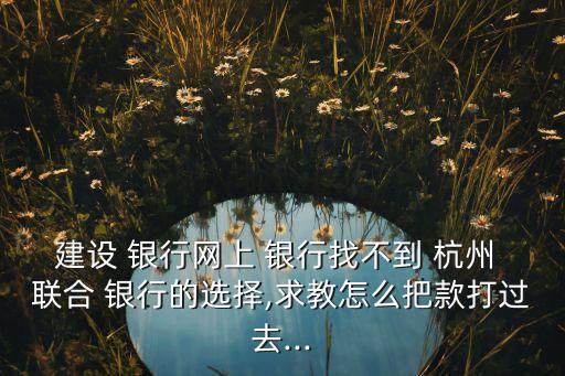 建設 銀行網(wǎng)上 銀行找不到 杭州 聯(lián)合 銀行的選擇,求教怎么把款打過去...