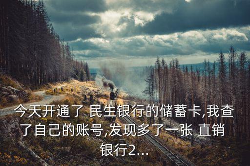 今天開通了 民生銀行的儲蓄卡,我查了自己的賬號,發(fā)現(xiàn)多了一張 直銷 銀行2...